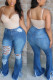 Fashion Sexy Skinny Solid Denim Trousers