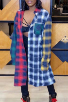 Sweet Plaid Patchwork Turn-back Collar Outerwear