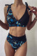 Fashion Sexy V Neck Patchwork Print Swimwears