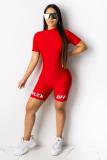 Fashion Casual Print Patchwork letter Solid Short Sleeve Turtleneck Jumpsuits