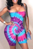 Sexy Fashion Tie-dyed Coloured drawing bandage Sleeveless Wrapped Rompers
