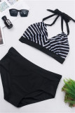 Sexy Striped Print Plus Size Swimsuit