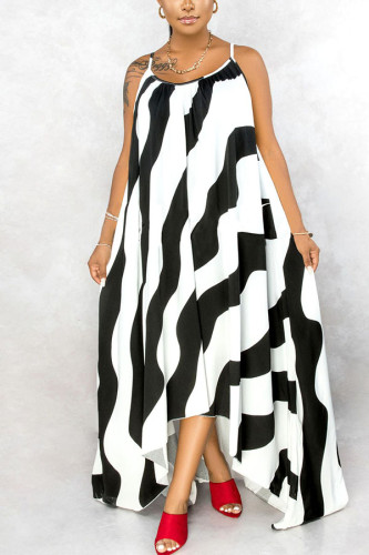 Fashion adult England Ma'am Spaghetti Strap Sleeveless Slip Asymmetrical Floor-Length Print Dresses
