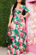 Fashion Regular Sleeve Half Sleeve V Neck Printed Dress Floor Length Print Dresses