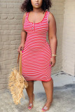 Sexy Striped Printed Sleeveless Slim Dress