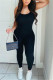 Sexy Sportswear O Neck Sleeveless Spaghetti Strap Skinny Solid Jumpsuits