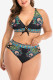 Fashion Sexy V Neck Sleeveless Spaghetti Strap Print Plus Size Swimwears