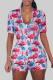 Fashion Sexy Living V Neck Short Sleeve Regular Sleeve Skinny Print Romper