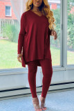 Fashion Casual Adult Milk Fiber Solid V Neck Long Sleeve Cap Sleeve Longer In The Rear Two Pieces