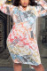 Fashion Casual Hooded Collar Long Sleeve Regular Sleeve Print Printed Dress Plus Size
