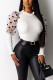 O Neck Long Sleeve Patchwork Solid Tops