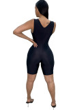 Sexy Fashion zipper Patchwork Solid Sleeveless V Neck Rompers