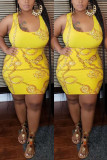 Sexy Fashion Print Plus Size Sleeveless Dress