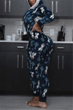 Casual Living Hooded Collar Printed Jumpsuits