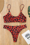 Fashion Sexy U Neck Print Leopard Swimwears