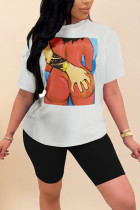 Fashion Casual Printed Short-sleeved T-shirt Set