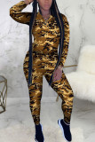Fashion Sexy adult Ma'am Camouflage Two Piece Suits pencil Long Sleeve Two Pieces