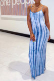 Fashion Sexy adult Green Khaki purple Dark Blue Blue and gray Off The Shoulder Sleeveless Slip Pencil Dress Ankle-Length Print Patchwork split Tie and dye Dresses