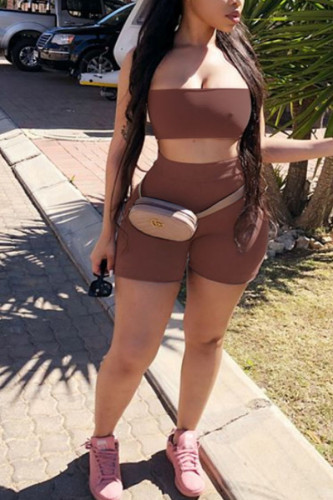 Casual Print Solid backless Straight Sleeveless Two Pieces