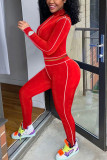 knit Active Casual Patchwork Solid Two Piece Suits Straight Long Sleeve Two Pieces