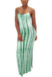 Fashion Sexy adult Green Khaki purple Dark Blue Blue and gray Off The Shoulder Sleeveless Slip Pencil Dress Ankle-Length Print Patchwork split Tie and dye Dresses