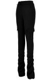 Drawstring High Solid Pocket Draped Boot Cut Pants Bottoms