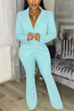 Fashion Casual Long Sleeve Turndown Collar Regular Sleeve Regular Solid Two Pieces