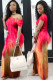 Fashion Ma'am adult Casual Cap Sleeve Short Sleeves one shoulder collar Asymmetrical Floor