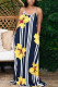 Fashion Spaghetti Strap Sleeveless O Neck Printed Dress Trailing Print Dresses