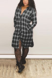 Casual Sleeve Long Sleeves Turndown Collar Asymmetrical Knee-Length Polka Dot Dresses