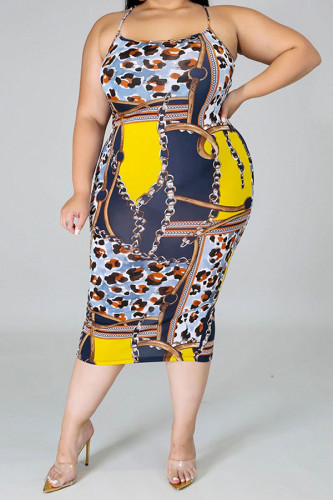 Sexy Slip Print HOLLOWED OUT Hollow Out Plus Size