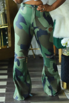 Fashion Casual Regular Camouflage Print Trousers