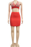 Sexy Solid Patchwork Spaghetti Strap Sleeveless Short Two Pieces