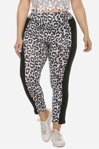 Fashion Casual Patchwork Leopard Plus Size Trousers