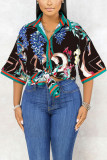 Fashion Work Daily Regular Sleeve Half Sleeve Shirt Collar Shirt Dress Mini Floral Dresses