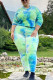 Fashion Casual Hooded Collar Long Sleeve Regular Sleeve Print Tie Dye Plus Size Set