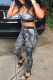 Fashion Casual Sportswear Sleeveless U Neck Spaghetti Strap Regular Print Two Pieces
