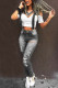 Fashion Casual Stitching Ripped Denim Overalls