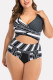Fashion Sexy V Neck Sleeveless Spaghetti Strap Patchwork Plus Size Swimwears