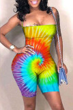 Sexy Fashion Tie-dyed Coloured drawing bandage Sleeveless Wrapped Rompers