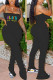 Fashion Sexy Letter Print Sling Jumpsuit