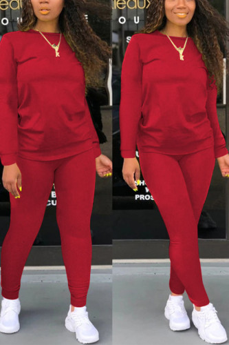 Casual Solid pencil Long Sleeve Two Pieces