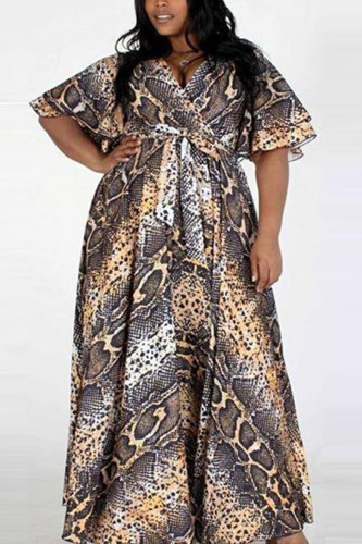 Fashion Casual Printed Plus Size Dress