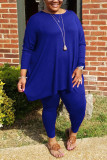 Fashion Casual O Neck Long Sleeve Regular Sleeve Solid Plus Size Set