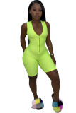 Sexy Fashion zipper Patchwork Solid Sleeveless V Neck Rompers