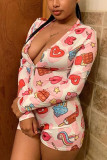 Sexy Fashion Print Long Sleeve Romper