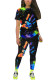 Fashion adult Ma'am Street Print scrawl Two Piece Suits pencil Short Sleeve Two Pieces