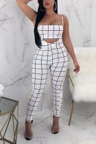venetian Fashion adult Europe and America Ma'am Plaid Two Piece Suits pencil Sleeveless Two Pieces