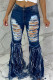 Fashion Casual Regular Solid Broken Hole Jeans