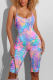 Sexy Fashion Print Suspenders Romper